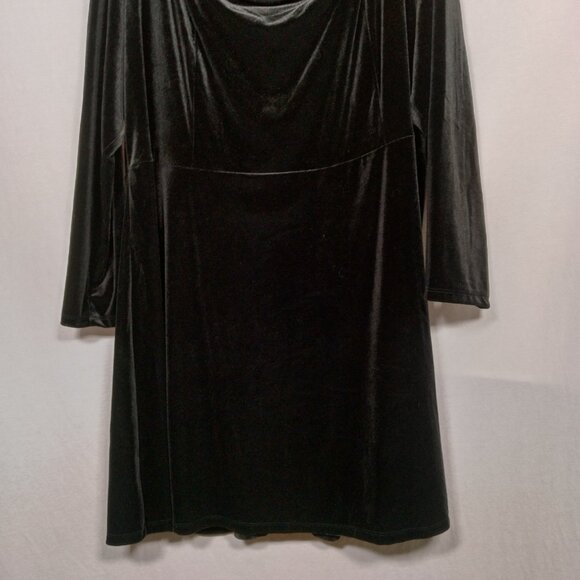 Old Navy Dress Plus Size 4X Flare Mini Black Jack Stretch Velour Long Sleeve New - Picture 6 of 16